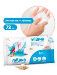 Влажные антибактериальные салфетки Milana Морской бриз (72 шт.)