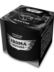 Ароматизатор гелевый «Aroma Motors» BLACK STAR в картонной упаковке (круглый) 100мл